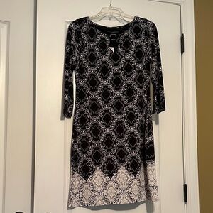 White House Black Market Black and White Midi Dress